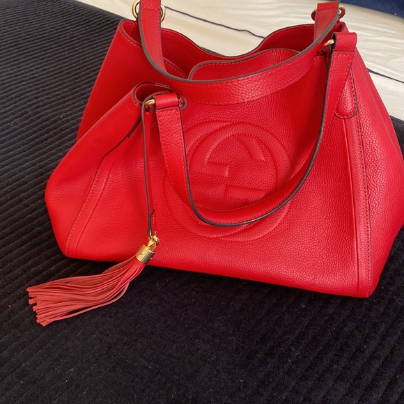 Authentic GUCCI Monogram Sukey Shoulder Tote Bag GG Canvas  Gucci large Satchel
